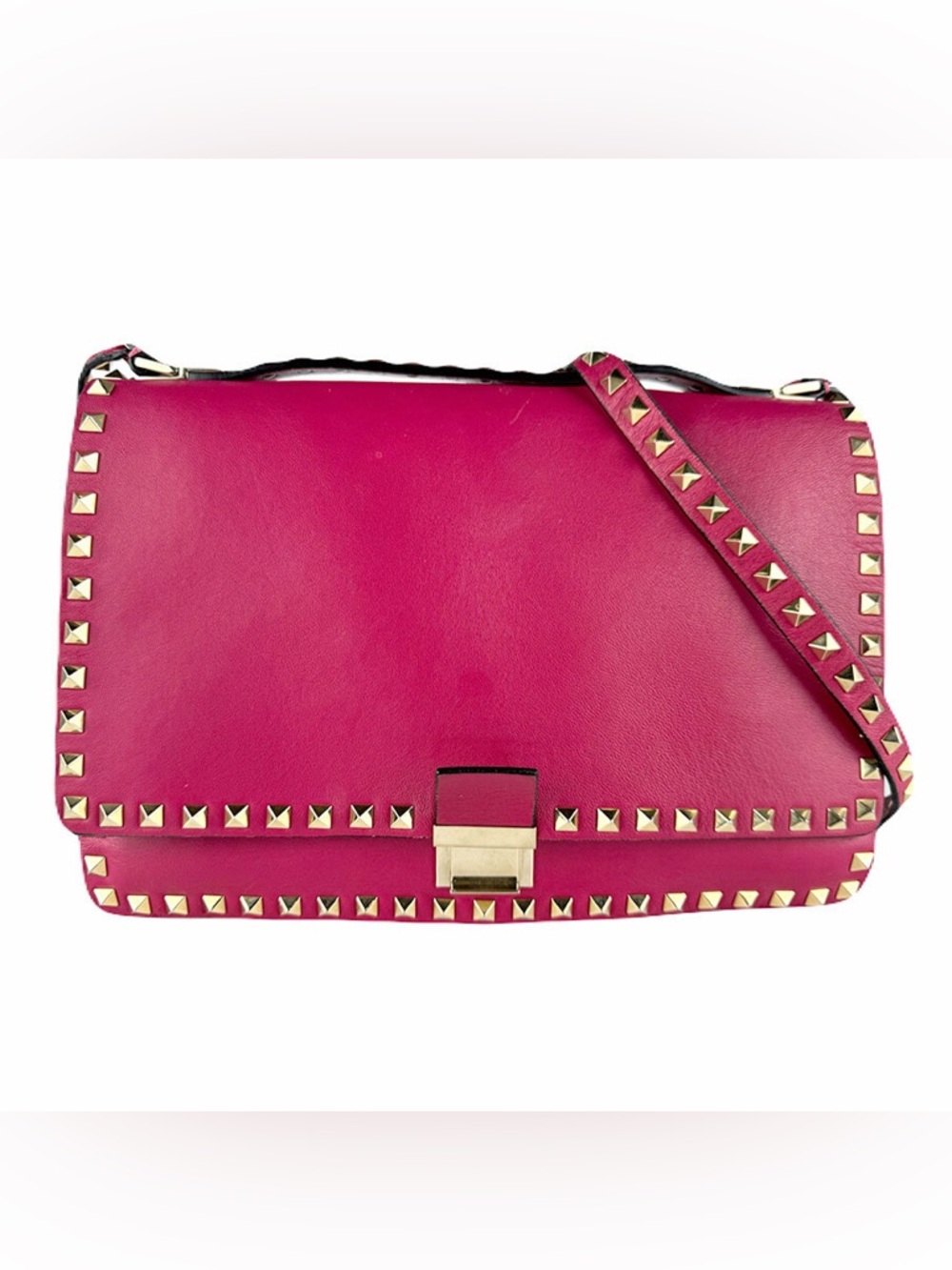 Valentino Garavani Top Handle Rockstud Pink Leather Crossbody Bag